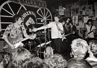 TRB with The Clash's Mick Jones (third-right), at the Brecknock Tavern, London, '77