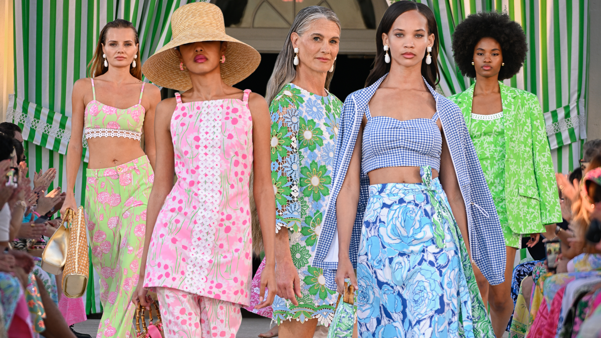 collage of models during the Lilly Pulitzer Spring 2026 runway show