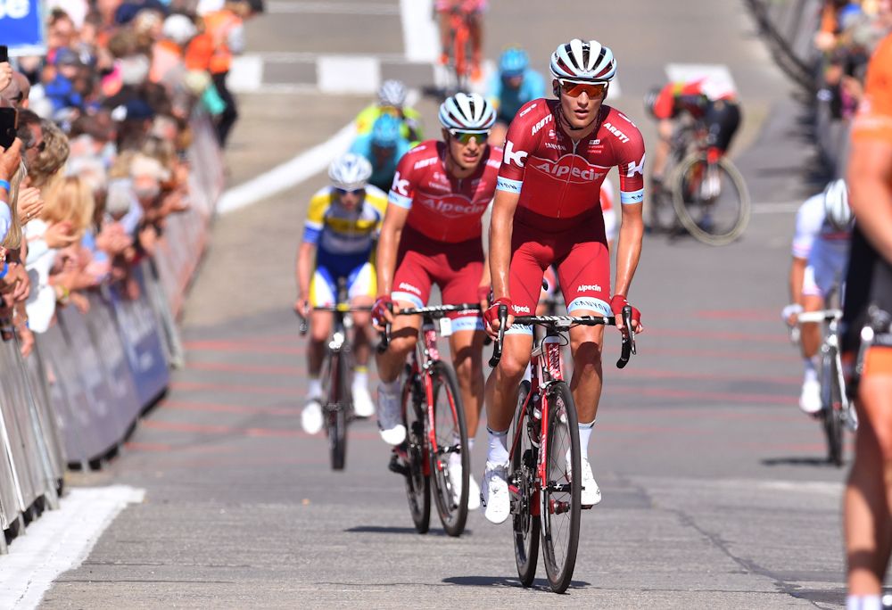 Sven Eric Bystrom finishes the Belgium Tour's opening stage.