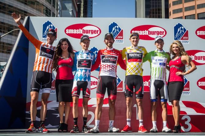 The jerseys: Jens Voigt, Clement Chevrier, Ben Jacques-Maynes, Tejay van Garderen,and Kiel Reijnen