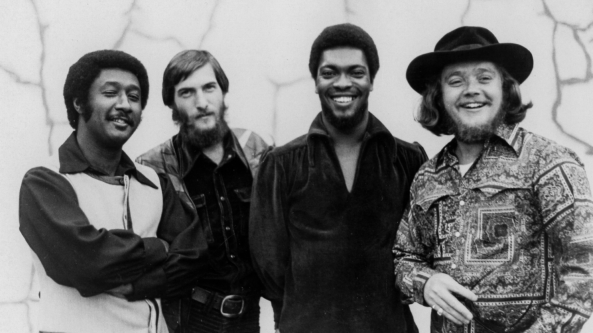 CIRCA 1968: (L-R) Al Jackson, Steve Cropper Booker T. Jones, and Donald &#039;Duck&#039; Dunn of the R&amp;amp;B band Booker T. &amp;amp; The M.G.&#039;s pose for a portrait in circa 1968.