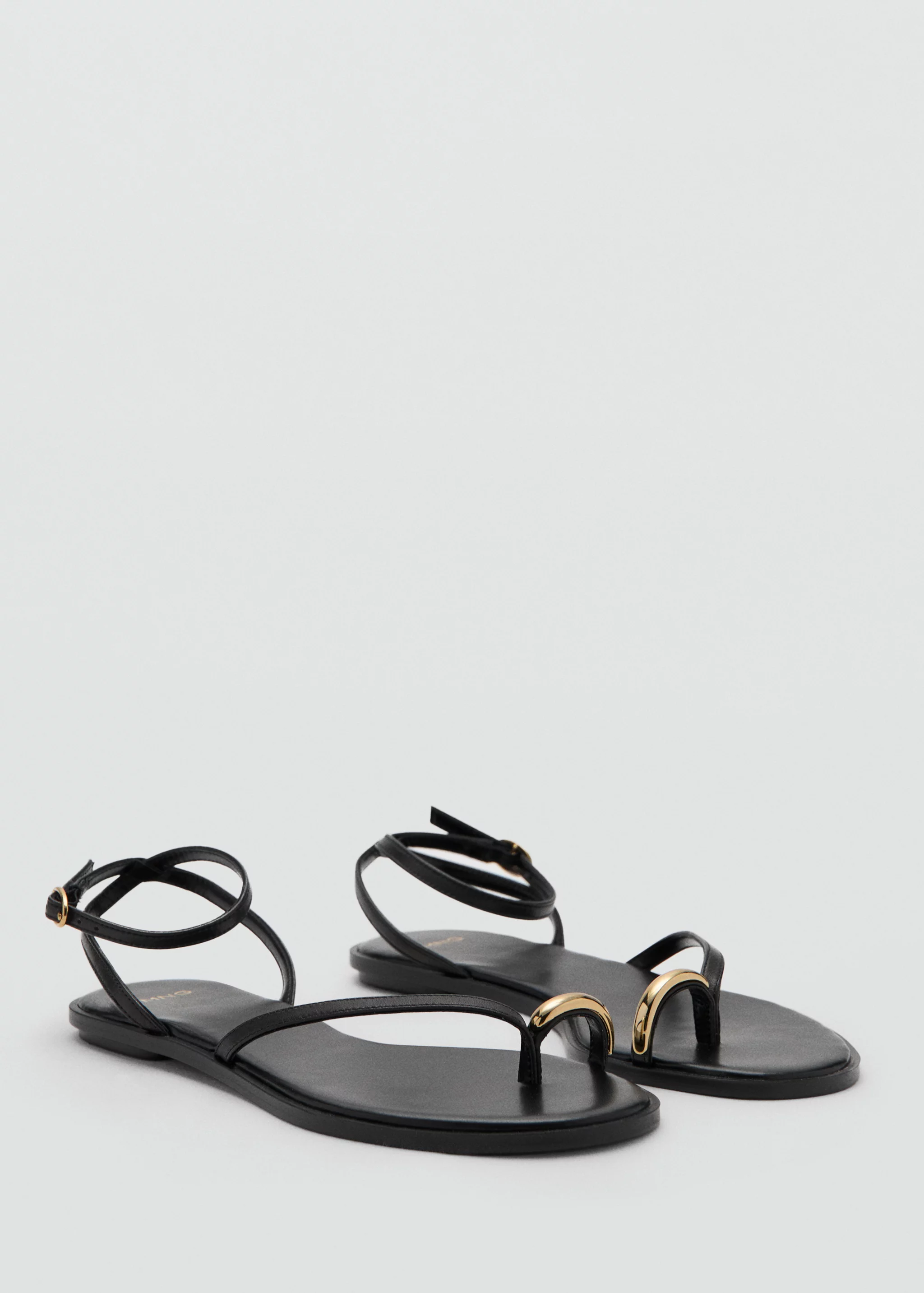 Leather Strap Sandals With Metallic Detail - Women | Mango Usa