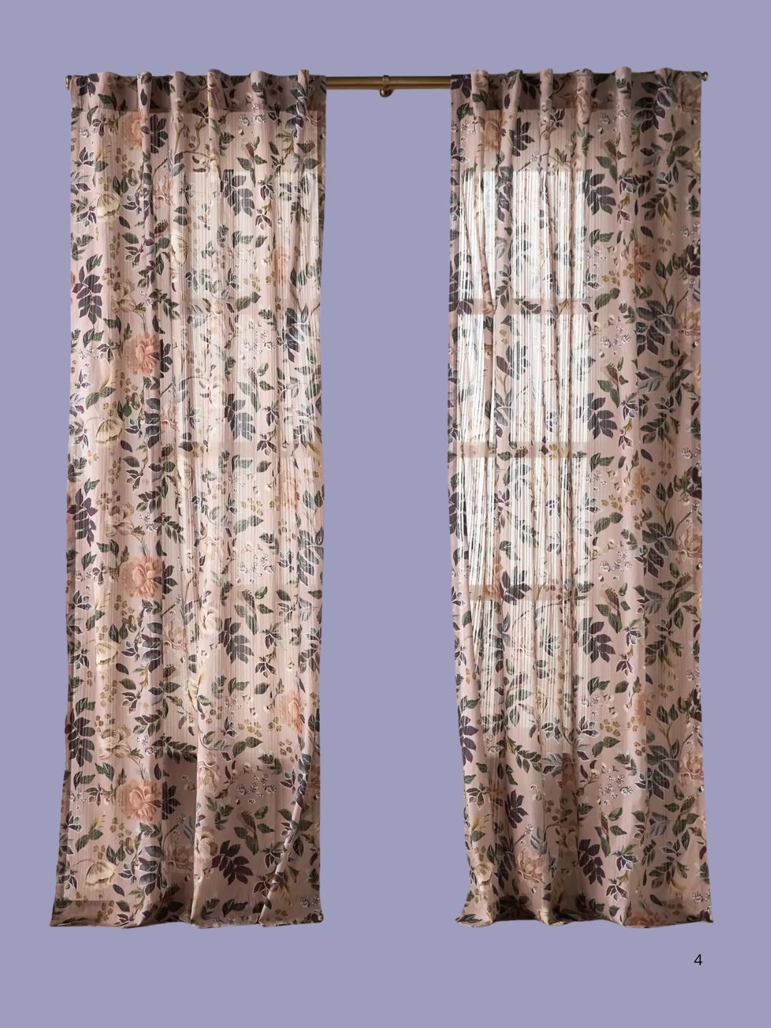 Anthropologie, Seren Cotton Sheer Painterly Floral Curtain