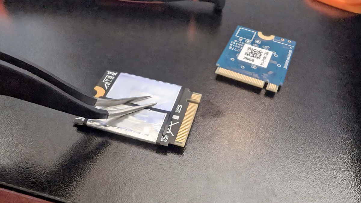 Upgrading Steam Deck SSD: Put shield on new SSD.