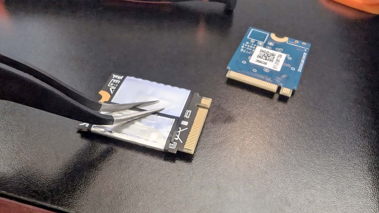 Upgrading Steam Deck SSD: Put shield on new SSD.