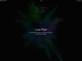 An iPad Pro is shown displaying a Lost iPad message.
