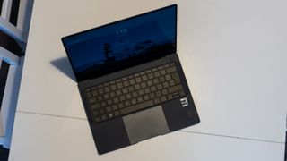 A blue Huawei MateBook X Pro laptop