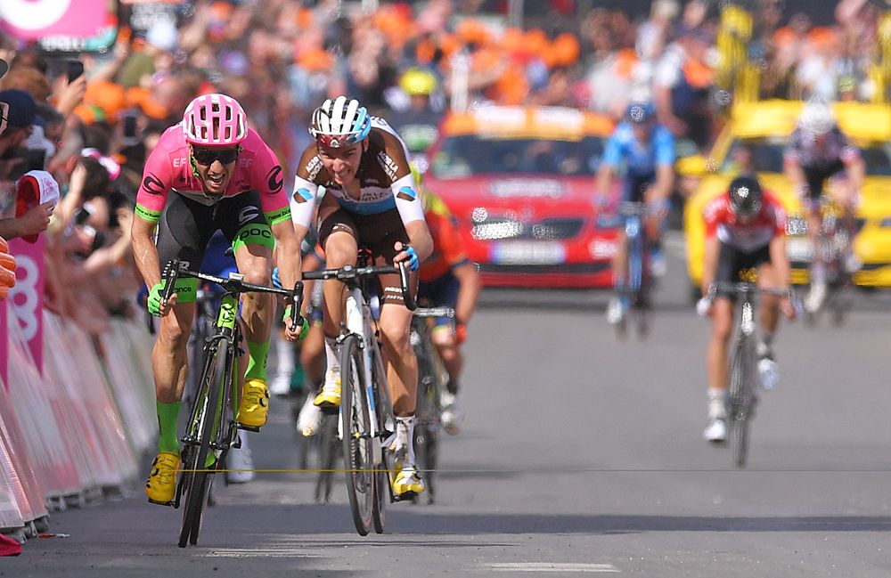 Michael Woods (EF-Drapac) sprints to second at Liege-Bastogne-Liege