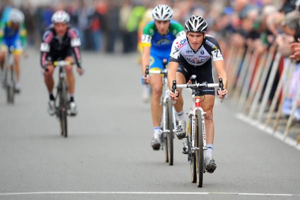 Jim Aernouts (BKCP-Powerplus) leads his group across the line.