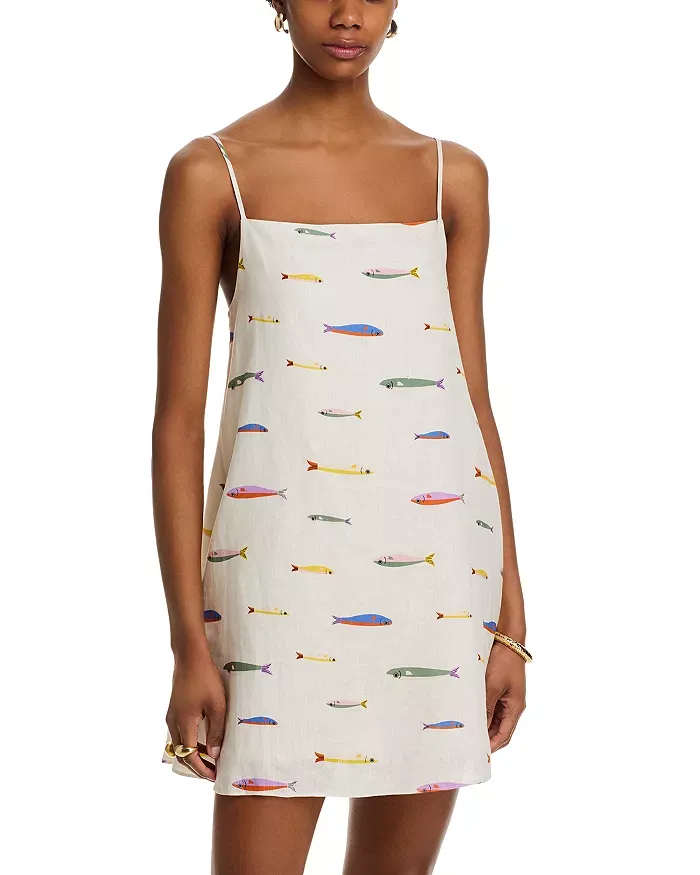STAUD, Laura Linen Mini Dress