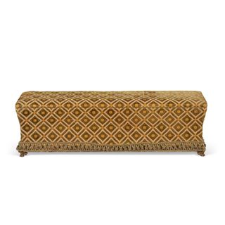 A Long Velvet Upholstered Low Bench