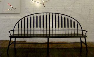 Black metal bench