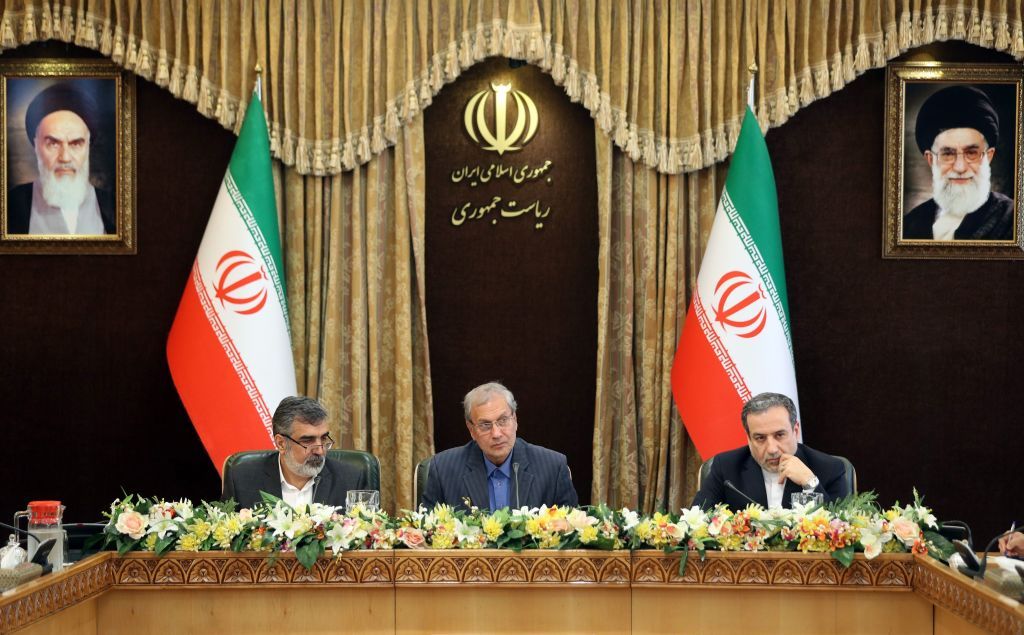 Iran&amp;#039;s Atomic Energy Organisation spokesman Behrouz Kamalvandi, government spokesman Ali Rabiei, and Deputy Foreign Minister Abbas Araghchi