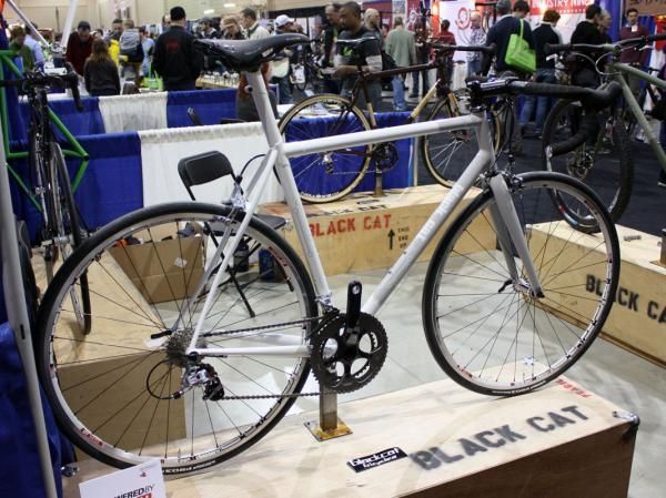 This white and grey road bike was one of the highlights of the Black Cat booth.