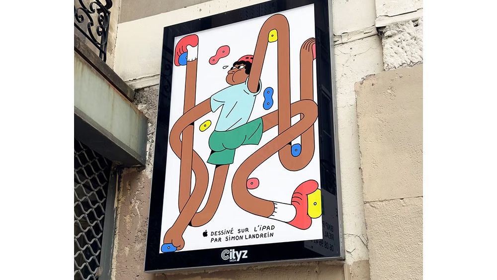Apple iPad adverts featuring colourful illustrations of Olympic sports in Paris