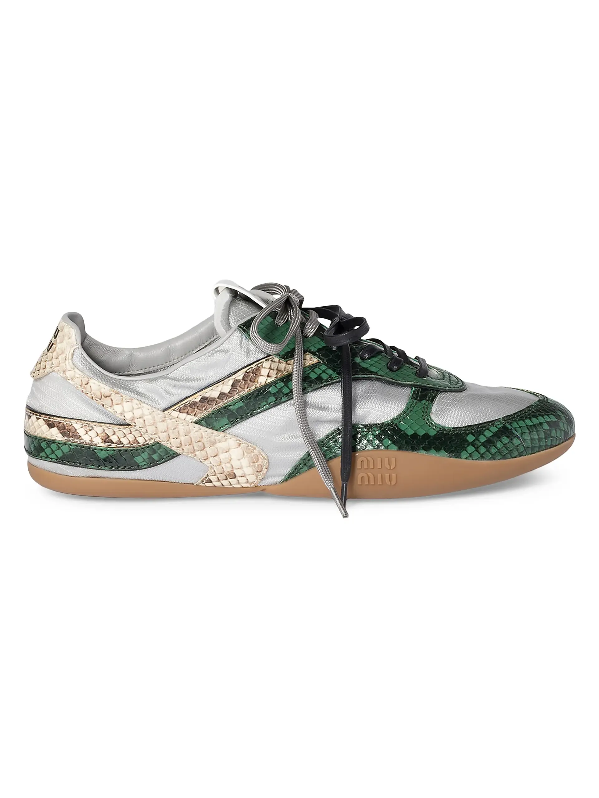 Gymnasium Technical Fabric and Python-Print Ayers Leather Sneakers