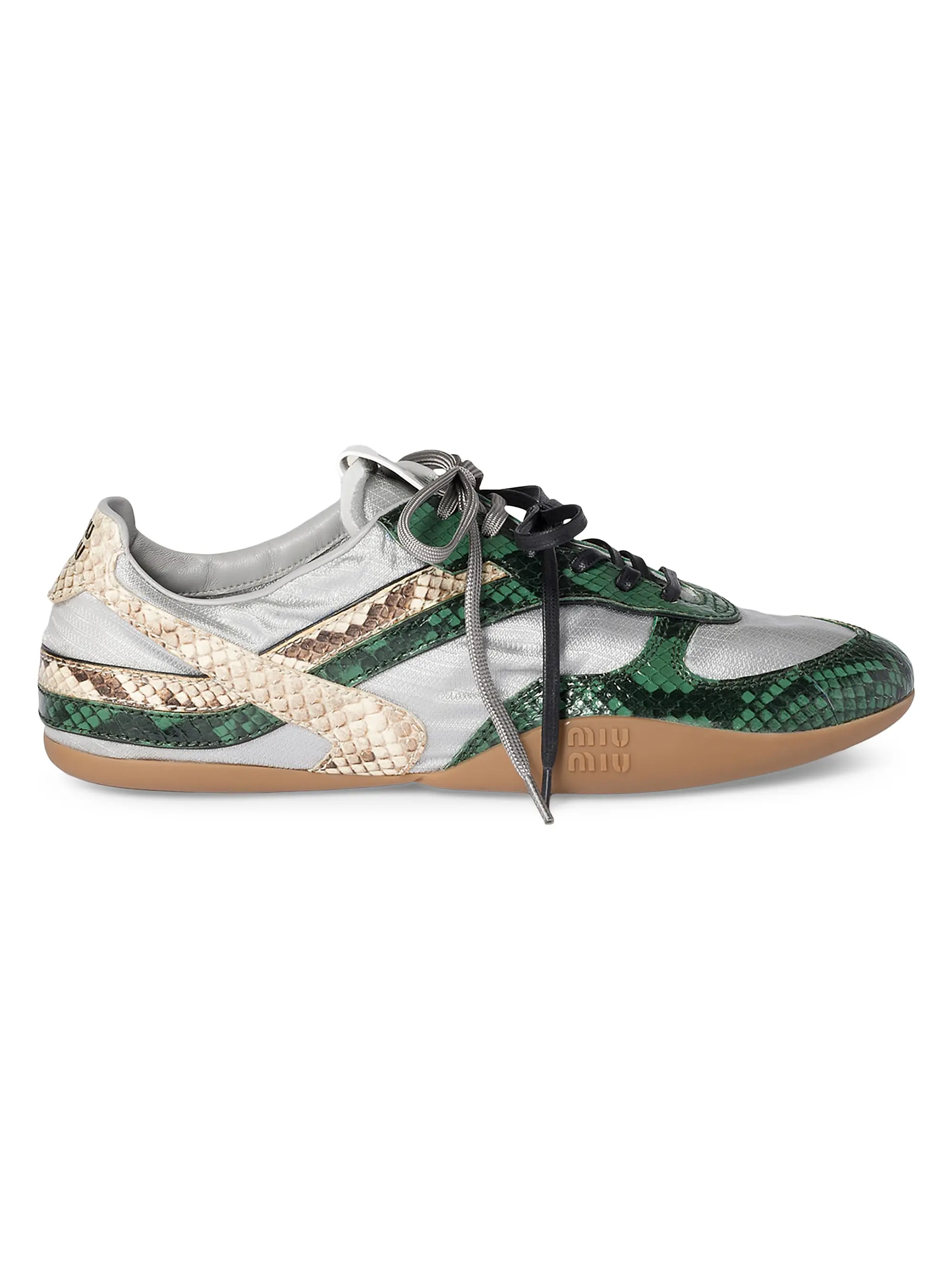 Gymnasium Technical Fabric and Python-Print Ayers Leather Sneakers
