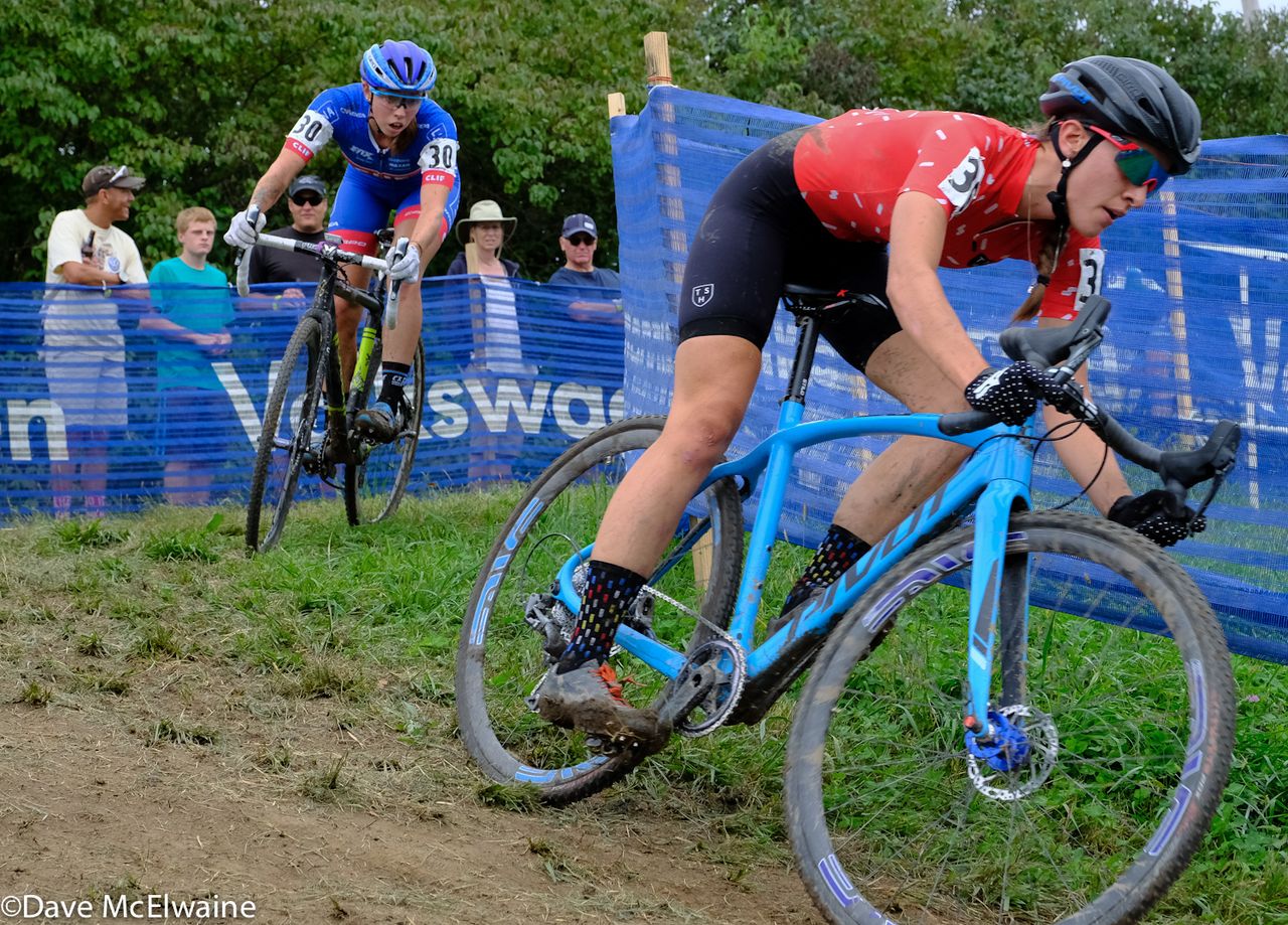 Sophia Gomez Villafane (Ten Speed Hero) descending ahead of Hannah Rae Finchamp