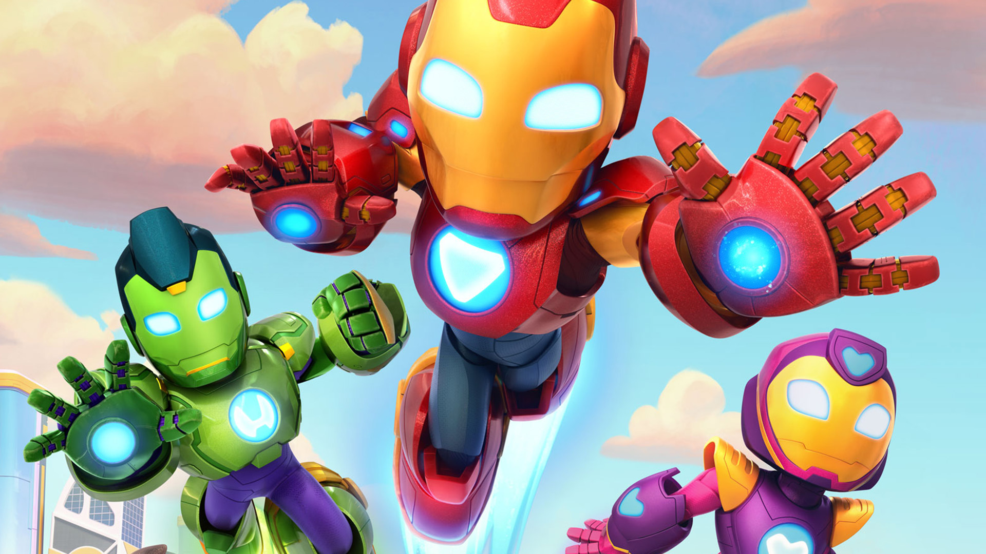 Key art for Iron Man and His Awesome Friends shows the characters flying into action.