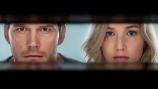 (L-R) Chris Pratt as Jim Preston and Jennifer Lawrence as Aurora Lane in "Passengers" now streaming on Prime Video