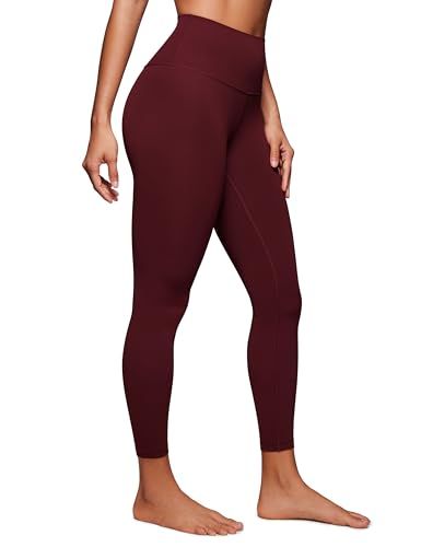 Crz Yoga Women's Butterluxe Yoga Leggings 25'' - High Waisted Workout Gym Leggings Buttery Soft Yoga Pants Red Merlot 10