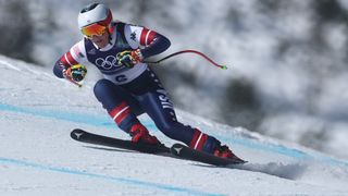 USA's Breezy Johnson skiing at the 2026 Winter Olympics