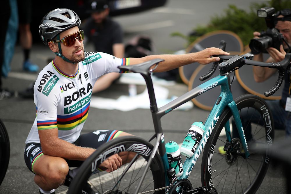 peter Sagan poses with his custom Specialized bike