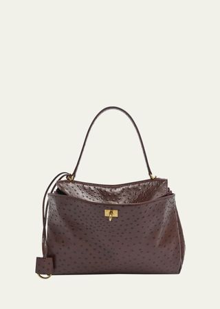 Rodeo Medium Ostrich-Embossed Top-Handle Bag