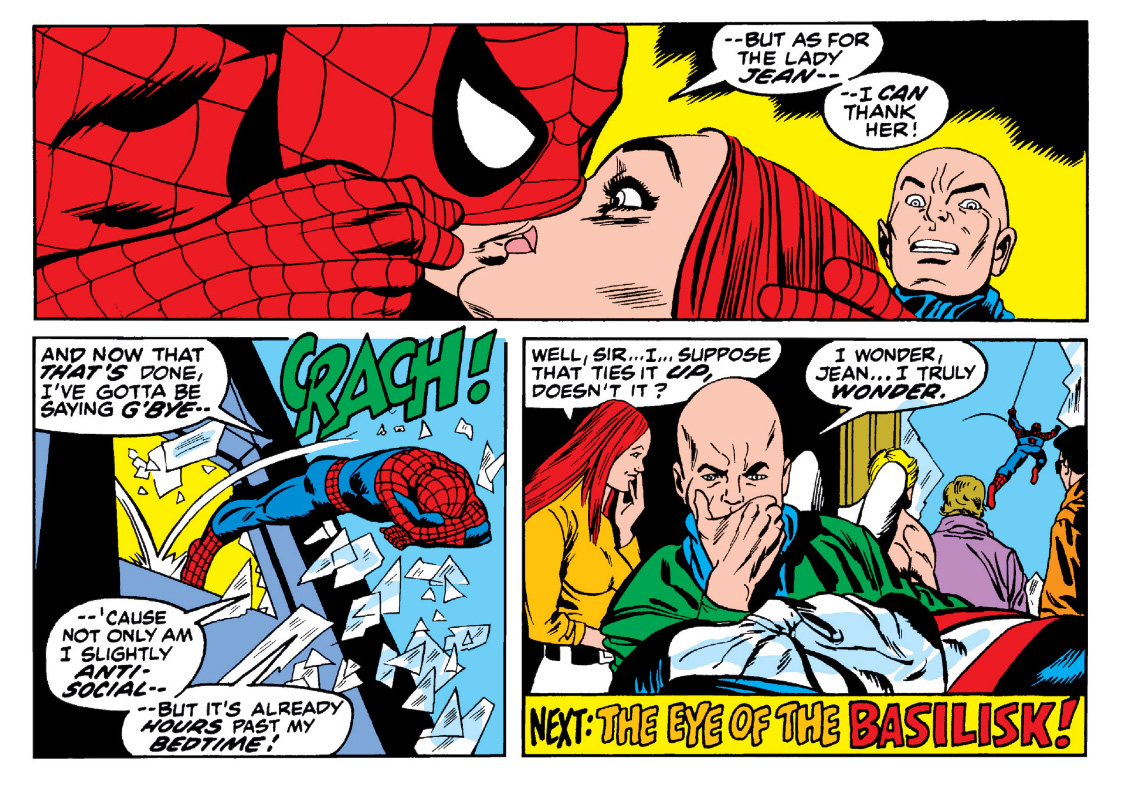 Spider-Man kisses Jean Grey unexpectedly in Marvel Team-Up #4.
