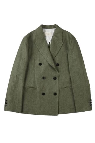 Regular Fit Double-Breasted Linen Jacket