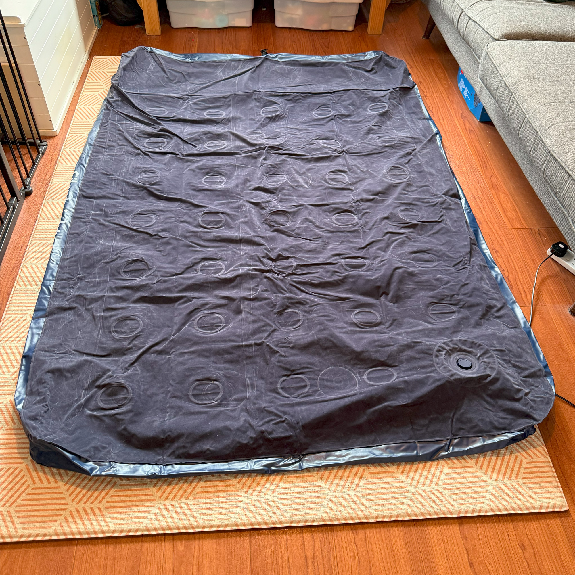 The Silentnight Deluxe Airbed with Built-in Foot Pump being tested
