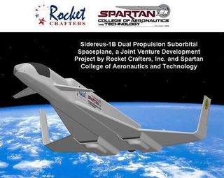 An illustration of the Sidereus space plane vehicle design under development by Rocket Crafters. The space plane is a planned suborbital flight vehicle.