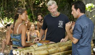 Survivor: Palau Stephenie and Tom with Jeff Probst CBS