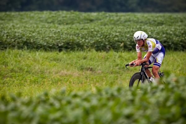 Mike Creed ( Team Type 1) riding through the soy bean fields.