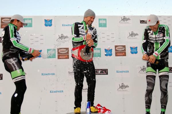 The champion celebrates his win