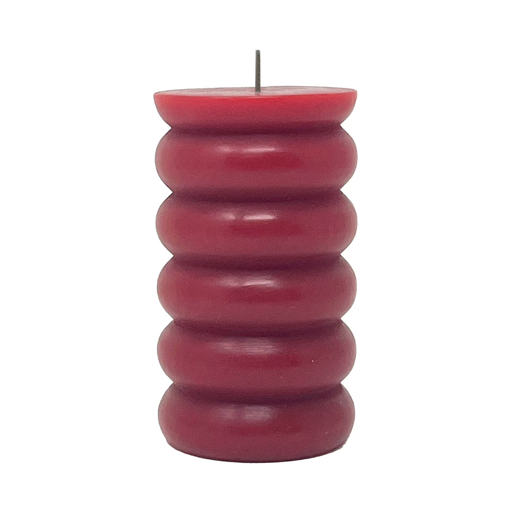 Red bubble pillar candle