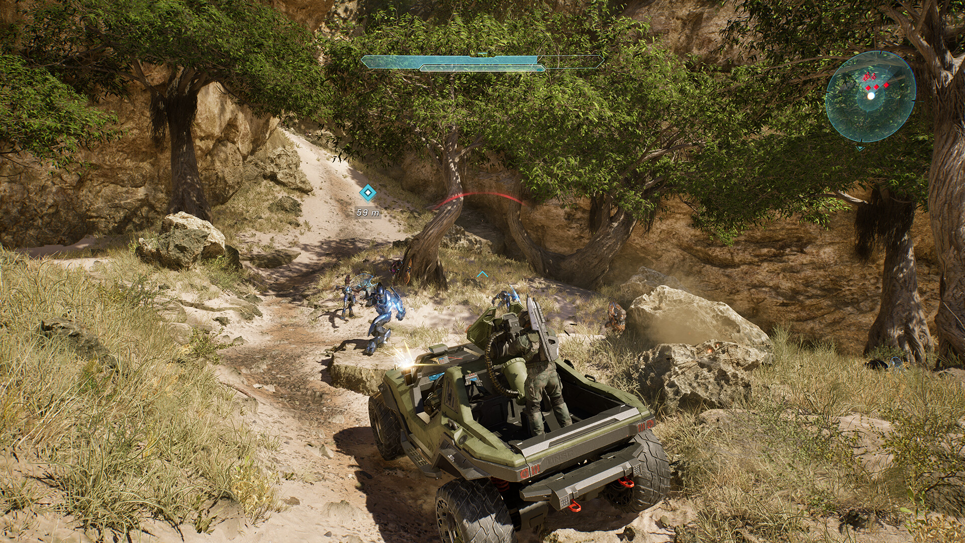 Halo: Campaign Evolved gameplay screenshot showing Master Chief in Unreal Engine 5