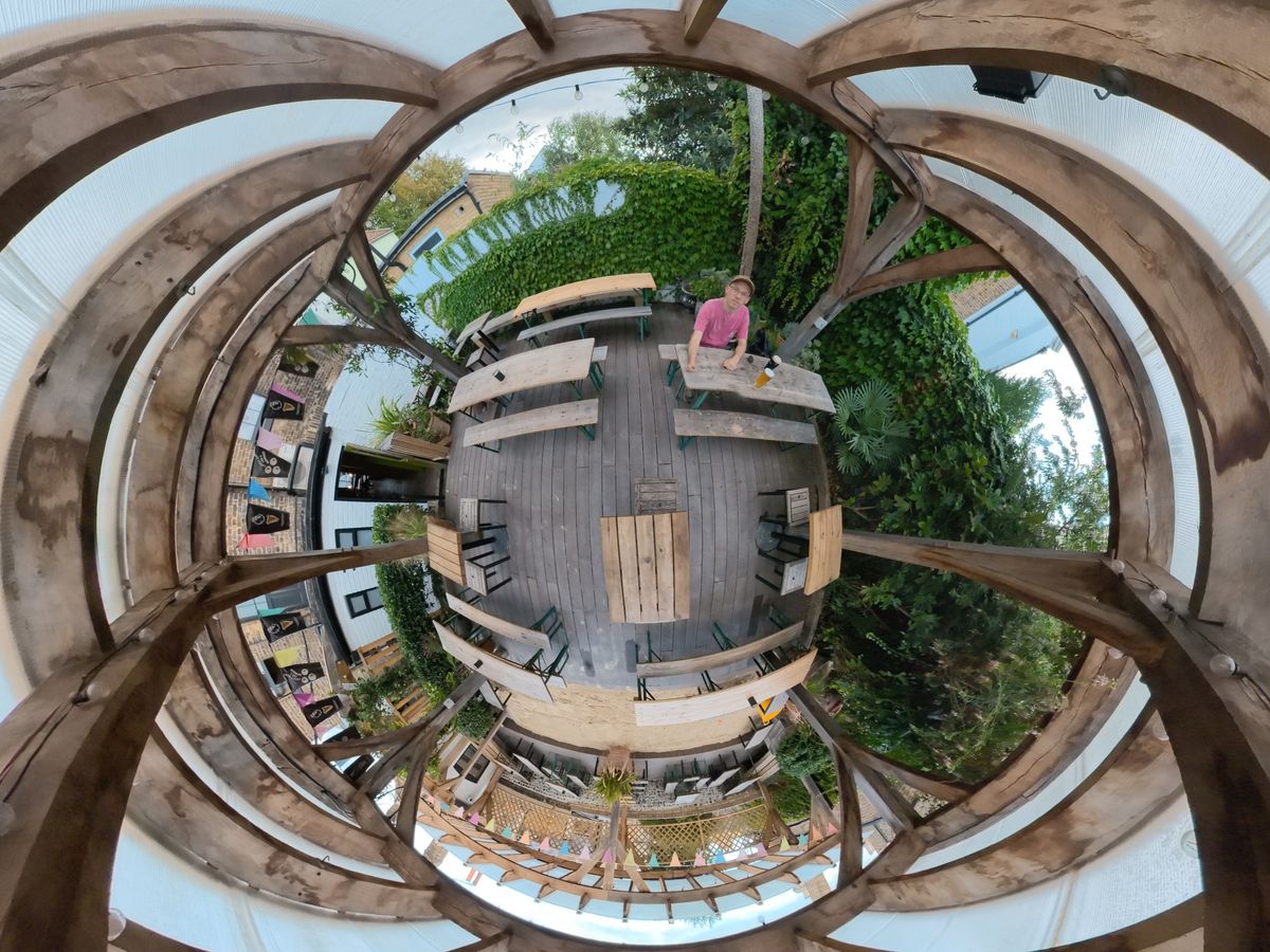 Ultra-wide angle photo captured with 360 camera