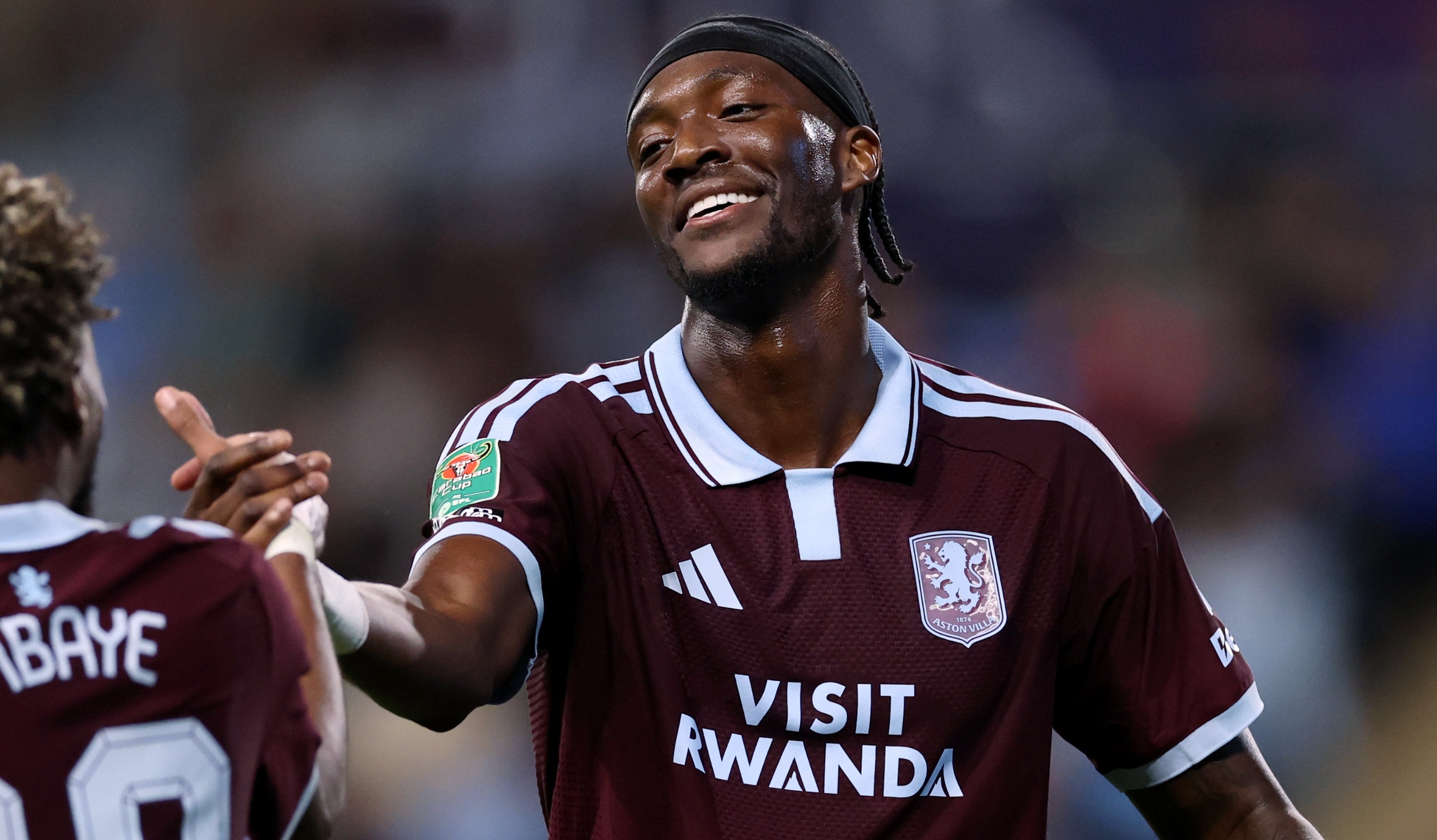 Tammy Abraham celebrates scoring Aston Villa&rsquo;s third goal of the Carabao Cup Third Round match against Coventry City at The Coventry Building Society Arena on September 16, 2026 in Coventry, England
