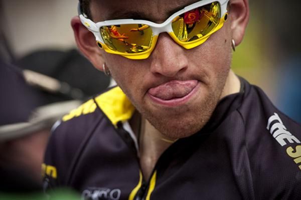 Lips licking Lewis: Joseph Lewis from New South Wales rode strongly to finish third and the bronze medal in the mens' under road race.