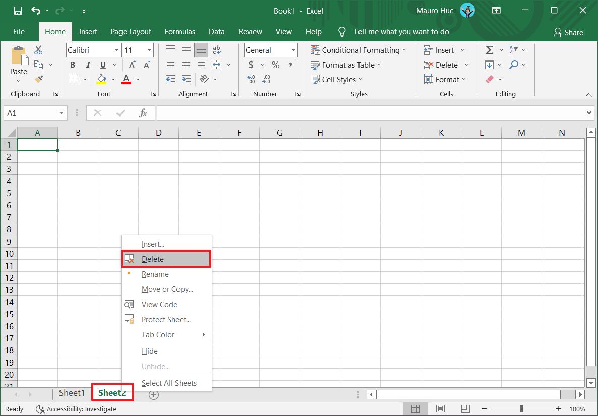 Excel удалить лист для сжатия файла
