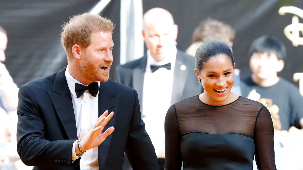 london, united kingdom july 14 embargoed for publication in uk newspapers until 24 hours after create date and time prince harry, duke of sussex and meghan, duchess of sussex attend the lion king european premiere at leicester square on july 14, 2019 in london, england photo by max mumbyindigogetty images