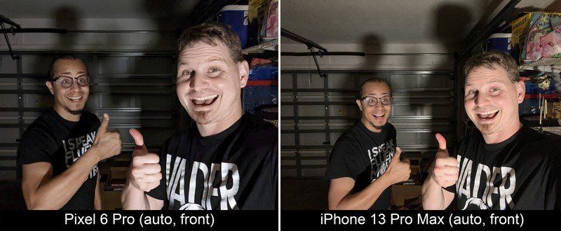 Pixel 6 Pro Vs Iphone 13 Pro Max Front Night