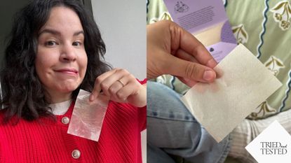 Mica Ricketts holding the Tatcha Aburatorigami Blotting Papers