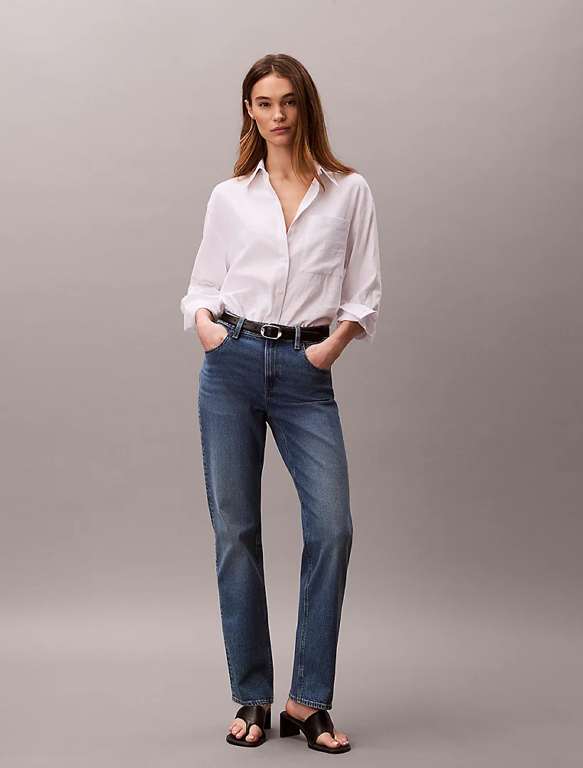 high rise straight jeans