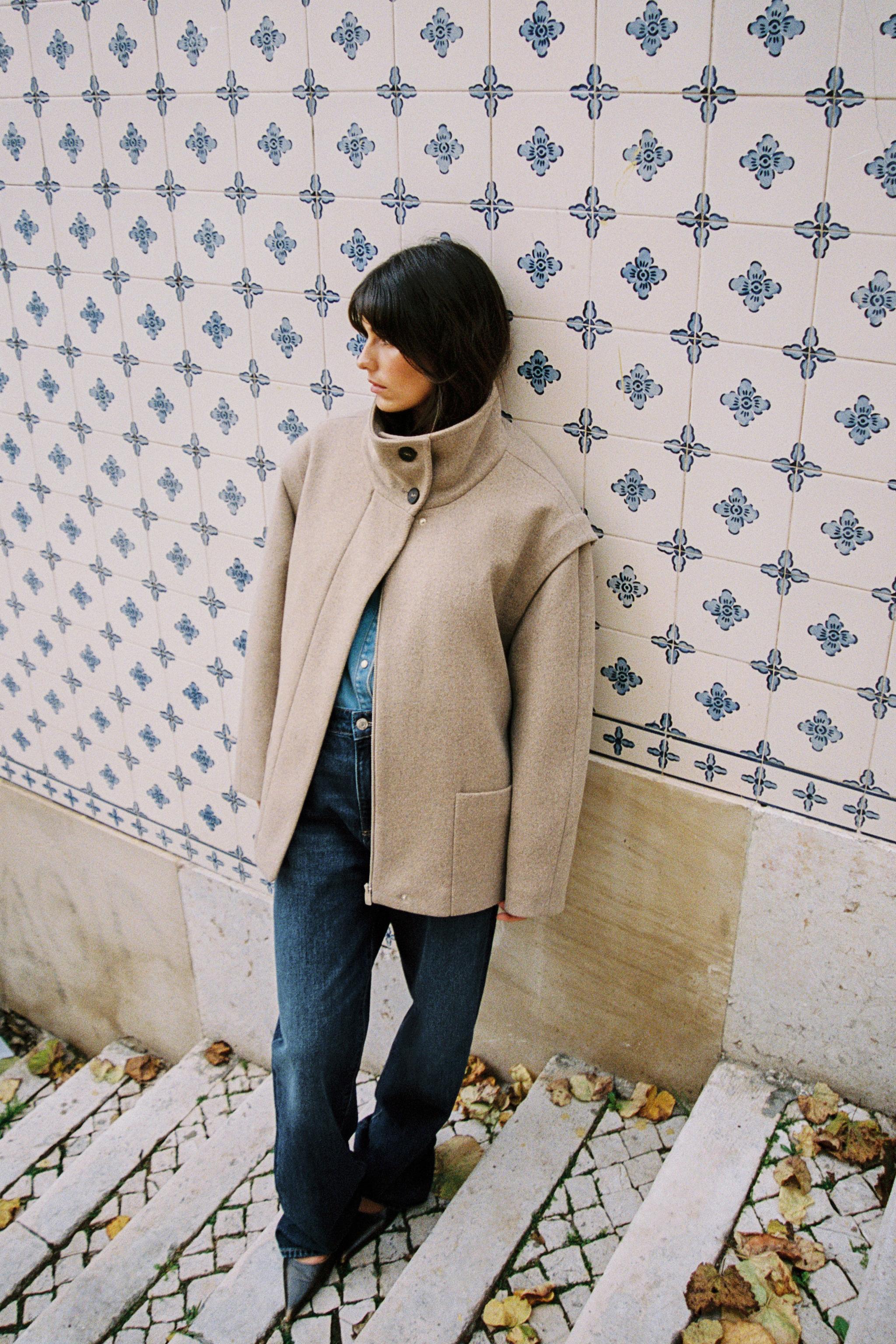 Short Wool Coat With High Neck