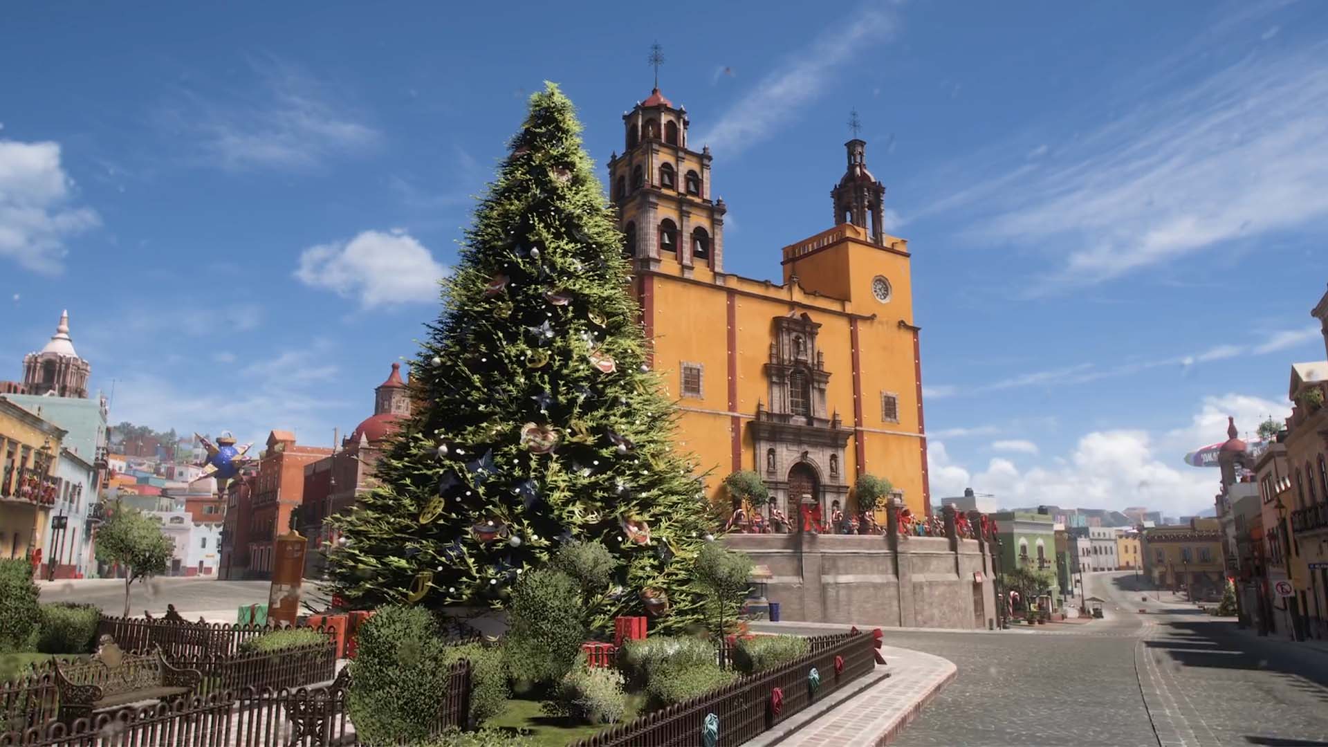 Forza Horizon 5 2021 holiday accolades guanajuato cathedral giant christmas tree