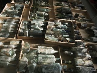 Hundreds of bottles that once held wine, beer, soda and liquor were discovered at a site near Ramla in Isreal.