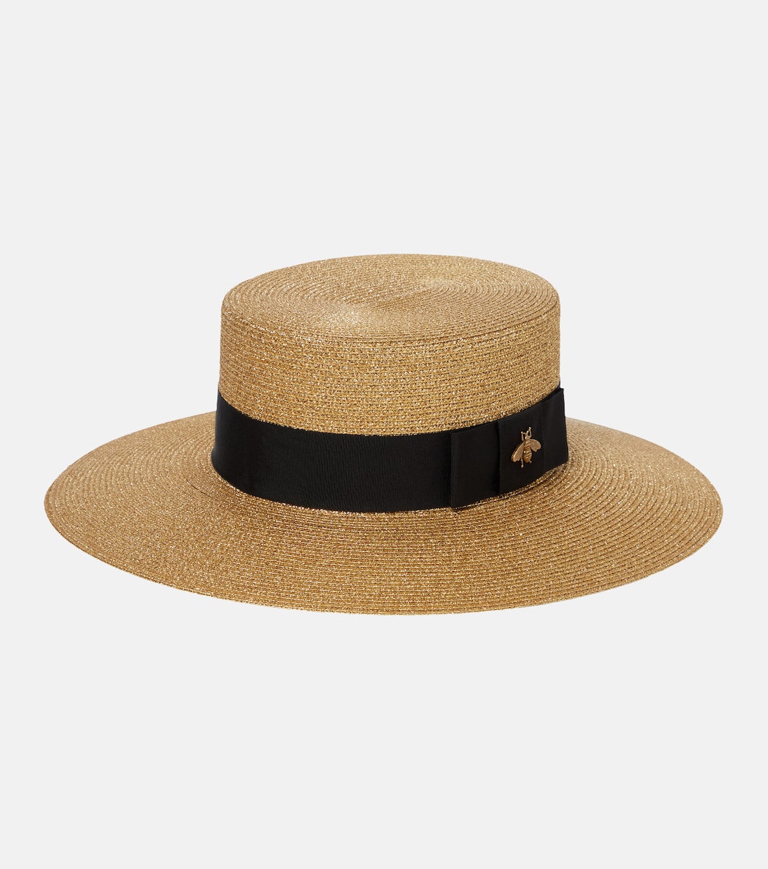 Embellished Lamé Straw Hat