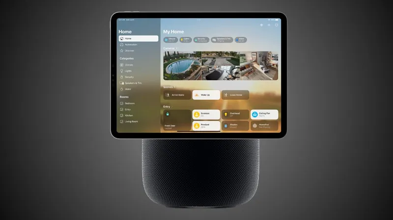 Tampilan antarmuka smart display Apple HomeView yang berubah sesuai jarak